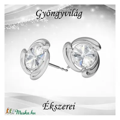 Fülbevalók: Swarovski rivoli, 925-ös sterling ezüst SFE-SWF02 több színben