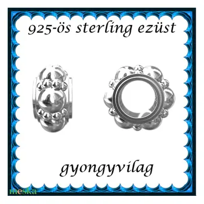 925-ös sterling ezüst ékszerkellék: köztes / gyöngy / dísz EKÖ 65