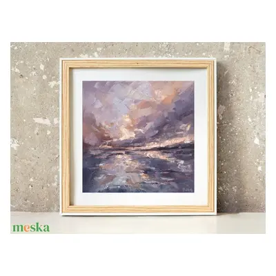 Absztrakt Horizont, Napnyugta Tükröződésekkel - Art Print, Giclée Nyomat Olajfestményről, Modern