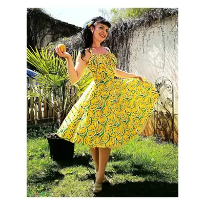 Pinup Rockabilly ruha sárga Dinnye mintás, gyümölcs