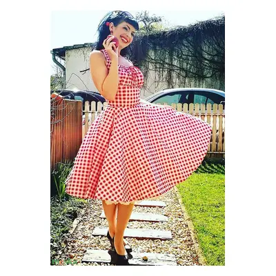 Pinup Rockabilly ruha piros fehér kockás