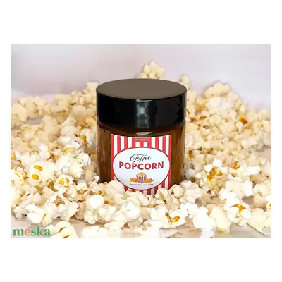 Toffee Popcorn illatgyertya 120g, édesség gyertya, szójagyertya barátnőnek, kollégának