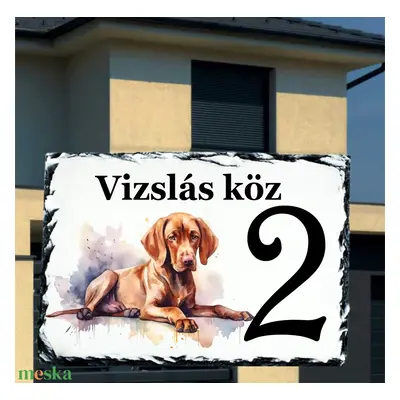 Házszám tábla vizsla mintával