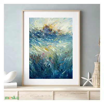 Napfelkelte a mezőn - Art Print, Giclée Nyomat Olajfestményről, Fali Dekoráció, Modern Impresszi