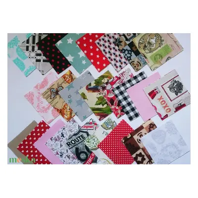 100 db Vegyes mintás patchwork 10x10 cm pamutvászon csomag Vegyi