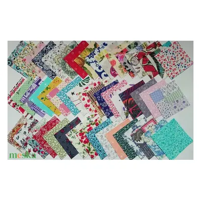 100 db Növény mintás patchwork 10x10 cm pamutvászon csomag Nö4