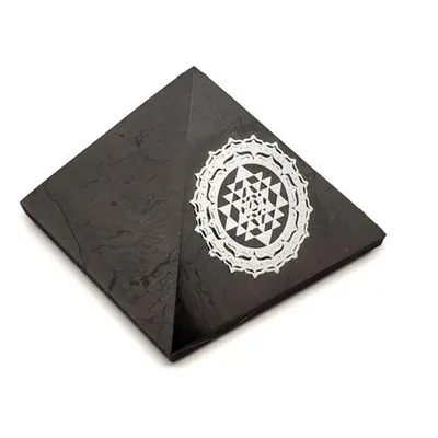 Shungit piramis sri yantra ezüst matricás 6cm