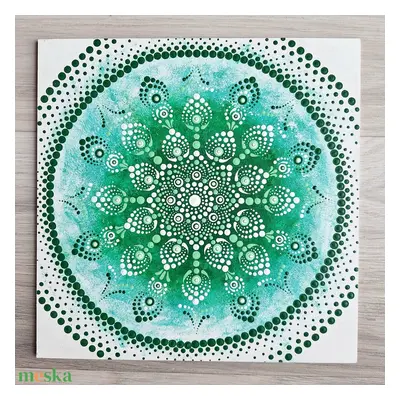 Pontozott mandala - Zöld, fehér