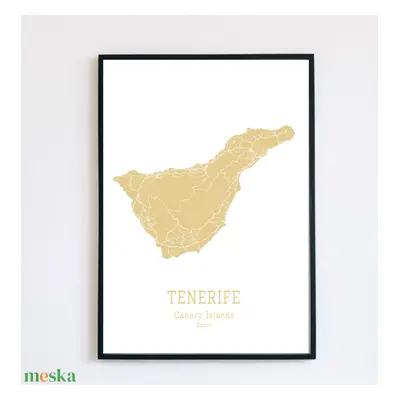 TENERIFE (Kanári-szigetek) színes minimalista dekorációs térkép