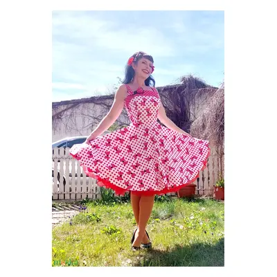 Pinup Rockabilly ruha piros pöttyös masnis