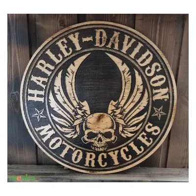 Harley Davidson Lézergravírozott fakép