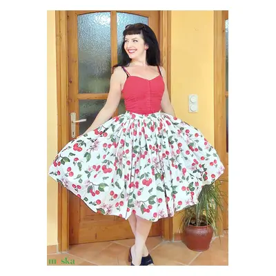 Pinup Rockabilly szoknya cseresznyés