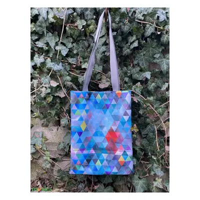 Kék geometriai mintás bevásárló táska, tote bag