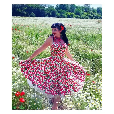 Pinup Rockabilly ruha tulipános húzott derekú