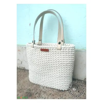 Horgolt City Bag kézitáska- ekrü