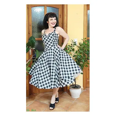 Pinup Rockabilly ruha fekete fehér kockás