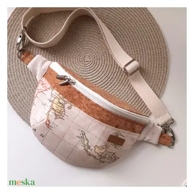 Indonézia térképmintás övtáska, kistáska, crossbody