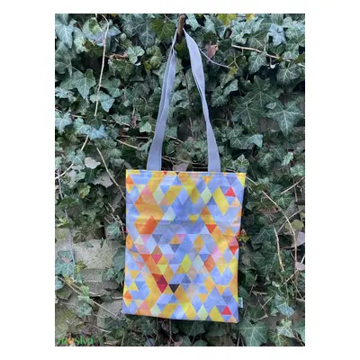 Sárga geometriai mintás bevásárló táska, tote bag