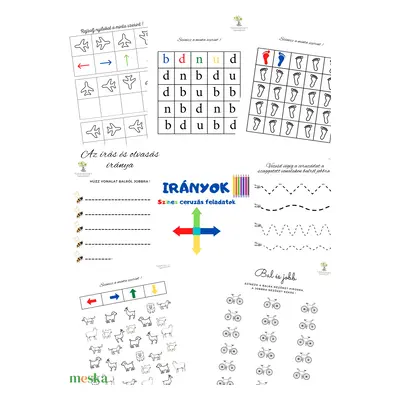 Irányok - Színes ceruzás feladatok