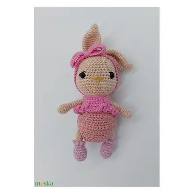 Rózsaszín ruhás öltöztethető amigurumi nyuszika