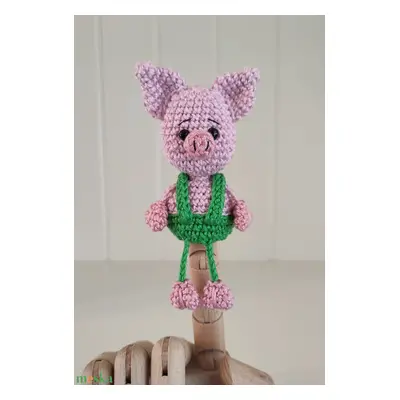 Késztermék! Amigurumi ujjbáb - Misi a kismalac… (zöld)