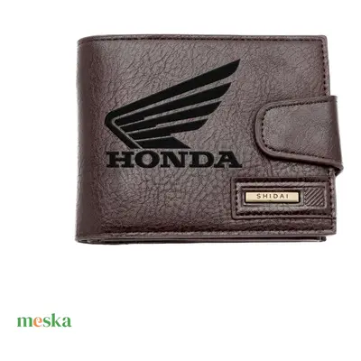 Gravírozott barna pénztárca - Honda Motorkerékpár logo