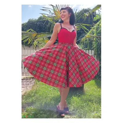 Pinup Rockabilly szoknya skót kockás mintás