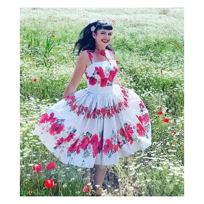 Pinup Rockabilly ruha, pipacs mintás