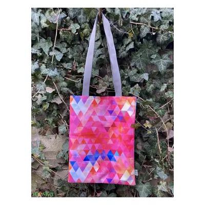 Pink geometriai mintás bevásárló táska, tote bag