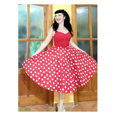 Pinup Rockabilly szoknya piros pöttyös