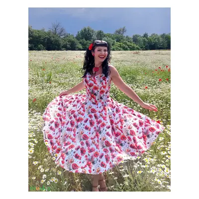 Pinup Rockabilly ruha, pipacs mintás