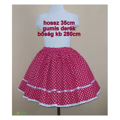 Gyermek néptánc szoknya 35 cm piros