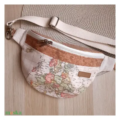 Európa térképmintás övtáska, kistáska, crossbody