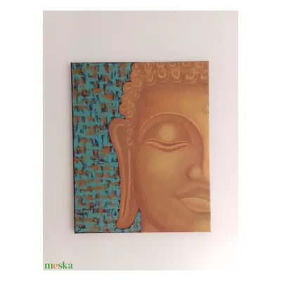 Arany Buddha - egyedi akril festmény, falikép 40x50