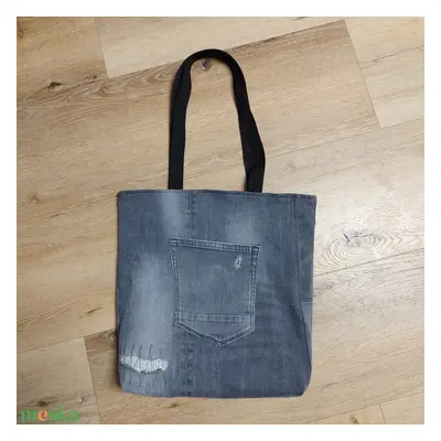 Szürke shopper bag / válltáska / vállszatyor farmerből