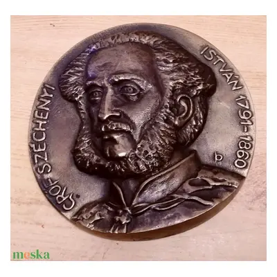 Gróf Széchenyi István 1791-1860, nagy méretű bronz plakett