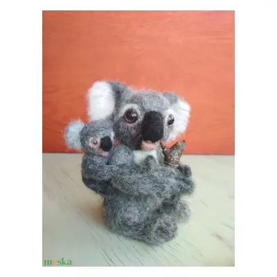 Tűnemezelt, nemez Koala maci anya és babája