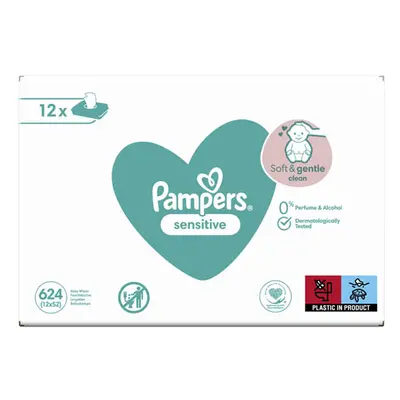 Pampers Sensitive BOX Baba nedves törlőkendő érzékeny bőrre (12× 52 db)