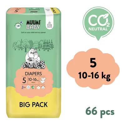 Muumi Baby 5 Maxi+ 10-16 kg (66 db), öko pelenka