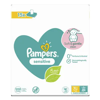 Pampers Sensitive Baba nedves törlőkendő érzékeny bőrre (15× 80 db)