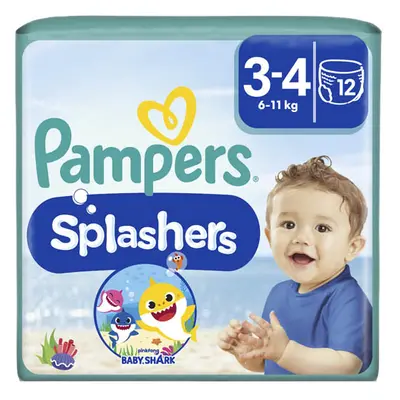 Pampers Splashers Carry Pack Baby Shark Bugyi pelenka 3 mér. (12 db)