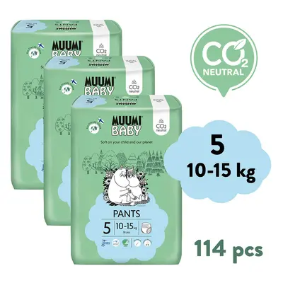 Muumi Baby Pants 5 Maxi+ 10-15 kg (114 db), havi csomag bugyi öko pelenka