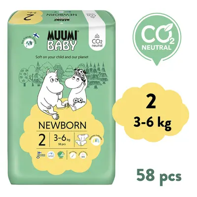 Muumi Baby 2 Newborn 3-6 kg (58 db), öko pelenka