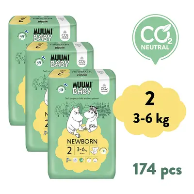 Muumi Baby 2 Newborn 3-6 kg (174 db), havi csomag öko pelenka