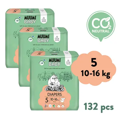 Muumi Baby 5 Maxi+ 10-16 kg (132 db), havi csomag öko pelenka