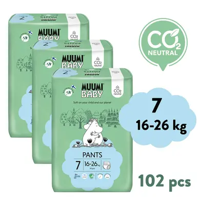 Muumi Baby Pants 7 XL16-26 kg (102 db), havi csomag bugyi öko pelenka