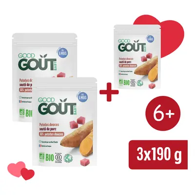 2+1 INGYEN: Good Gout BIO Édesburgonya sertéshússal (190 g)