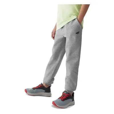 Fiú melegítőnadrág 4F JUNIOR TROUSERS-JAW23TTROM411-27M-COLD LIGHT GREY MELANGE