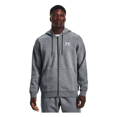 Férfi edzőpulóver cipzárral UNDER ARMOUR UA Essential Fleece FZ Hood-GRY-1373881-012