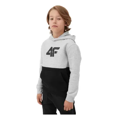 Fiú kapucnis pulóver 4F JUNIOR SWEATSHIRT-JAW23TSWSM628-27M-COLD LIGHT GREY MELANGE